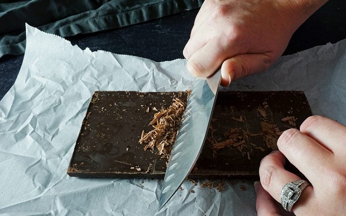 how to make chocolate shavings using a knife