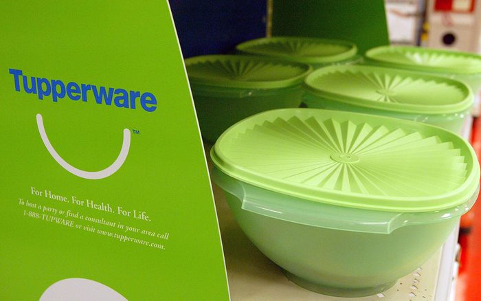SAN BRUNO, CA - JUNE 19: Tupperware is seen on the shelf at a Target store June 19, 2003 in San Bruno, California. Tupperware Corp. will pull its products from Target stores later this year because the Tupperware party has suffered during the eight months the product line has been available at Target. (Photo by Justin Sullivan/Getty Images)