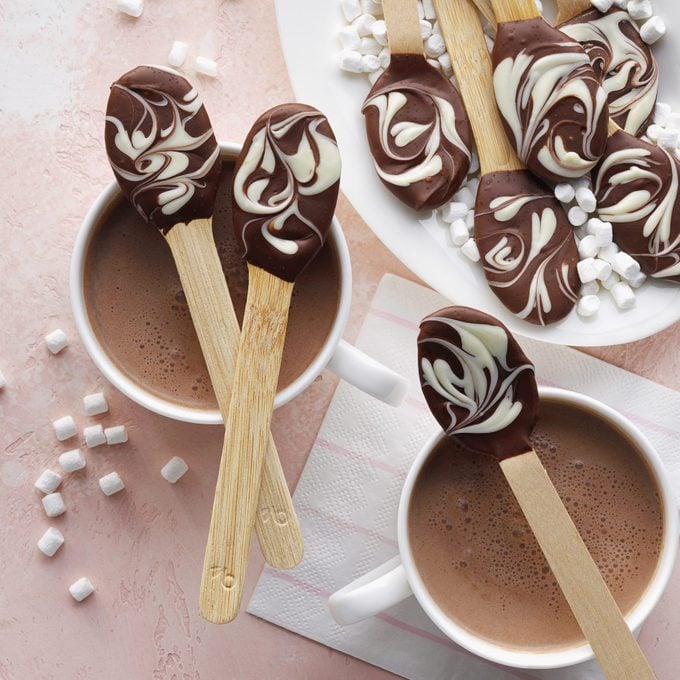 Chocolate-Dipped Beverage Spoons for hot chocolate