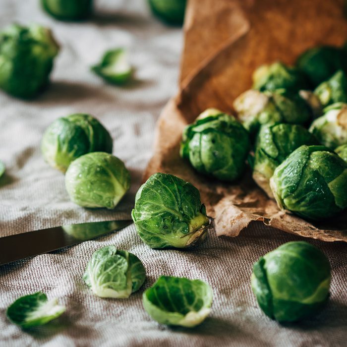 Close-Up Of Brussels Sprout On Fabric