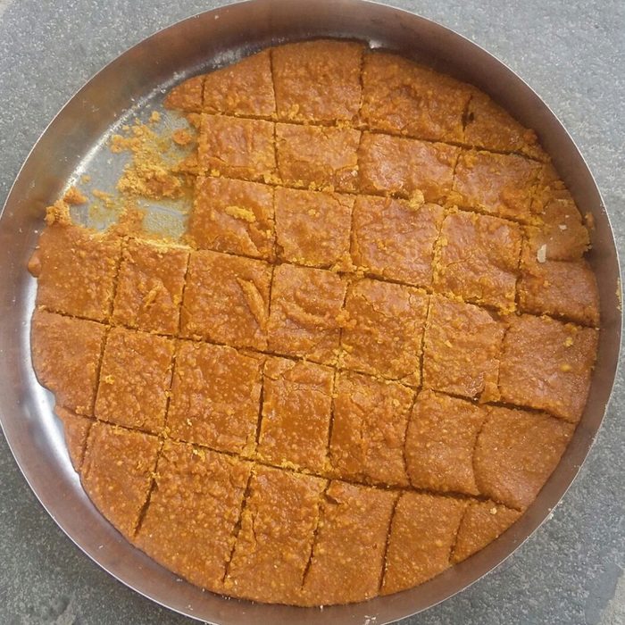Directly Above Shot Of Mohanthal In Plate
