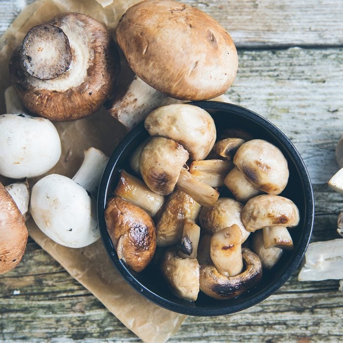 Breakfast Fresh whole button Champignon mushrooms