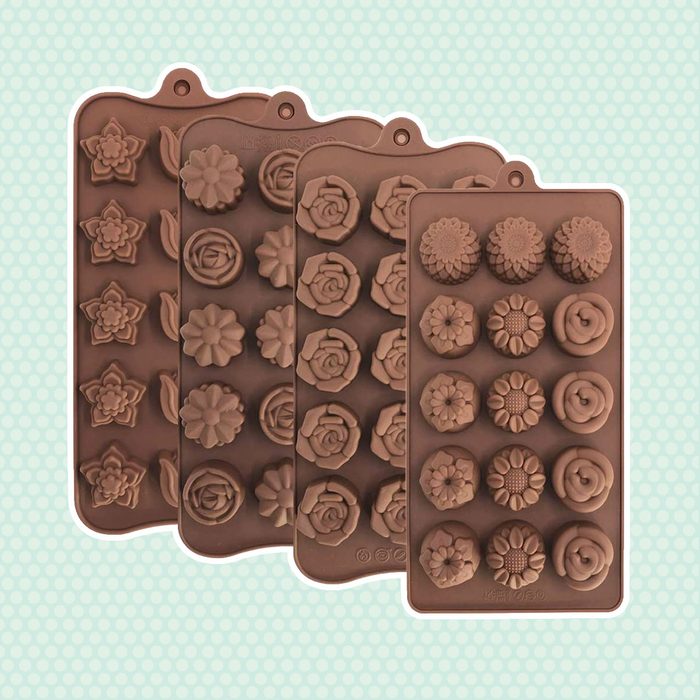 4 Pack Flower Shape Silicone Molds Chocolate Candy Mold, DanziX Silicone Mold for Wedding,Festival, Parties, DIY Enthusiasts-15 Cavity