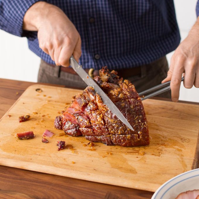 How To Carve A Ham - slice the bone in section