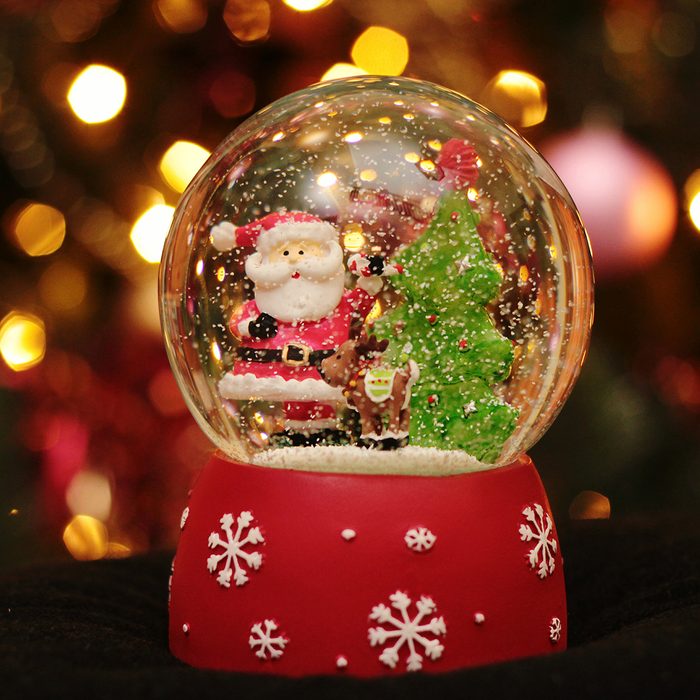Close-Up Of Snow Globe During Christmas