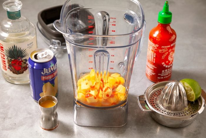 ingredients for Frozen Sriracha Mango Margarita