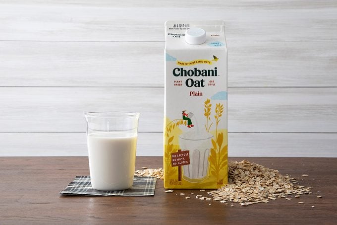 Chobani Oat Milk With Glass And Oats