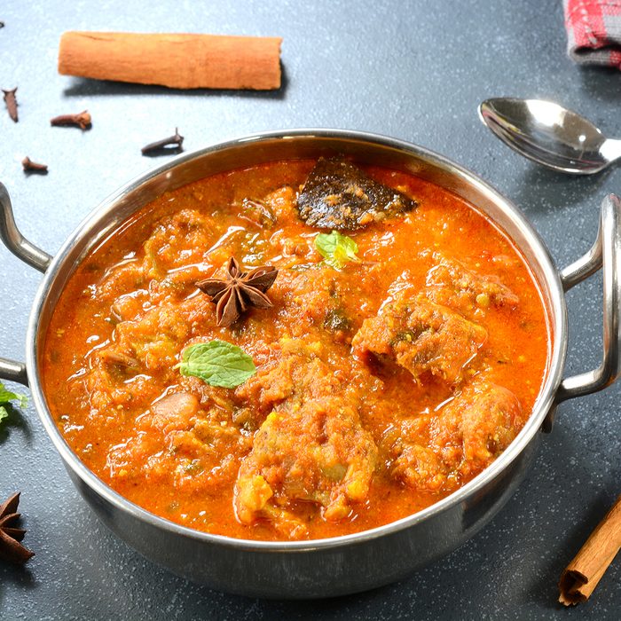 indian main dishes Rogan Josh in a bowl. It is a popular Indian goat mutton curry.