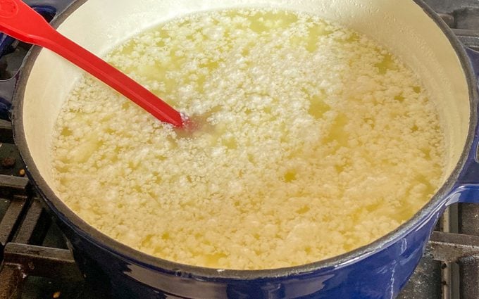 curdled milk with whey and casein protein seperated