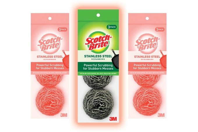 Scotch-Brite Stainless Steel Scrubbers, Ideal for Uncoated Cookware, 3 Scrubbers TKP