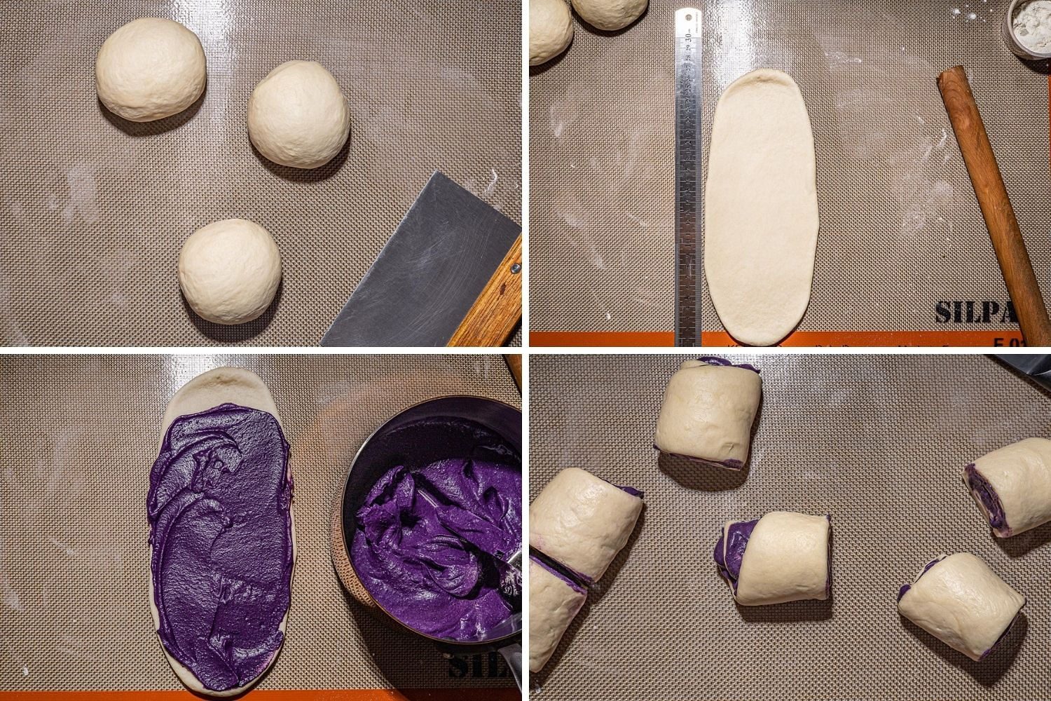 how to make ube bread forming the dough step-by-step