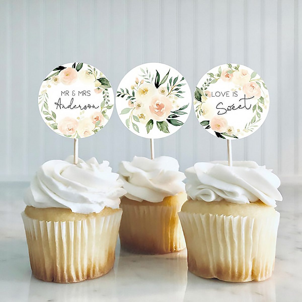 Gold Cupcake Toppers Gold Party Decor Engagement Cupcake Toppers Cupcake Toppers 12 ct Wedding Cupcake Toppers 