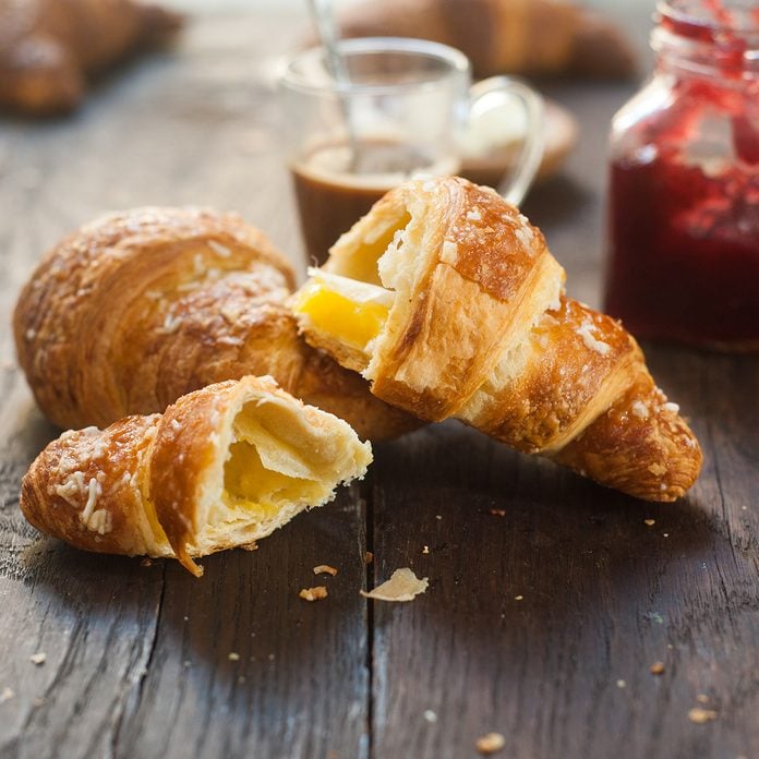 types of french bread Croissants With Coffee And Jam