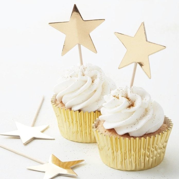 10 Gold Foiled Star Cake Toppers, Cupcake Toppers, Party Cake Toppers, Birthday Cake Decoration, Wedding Decor, Hen Party, Gold Baby Shower