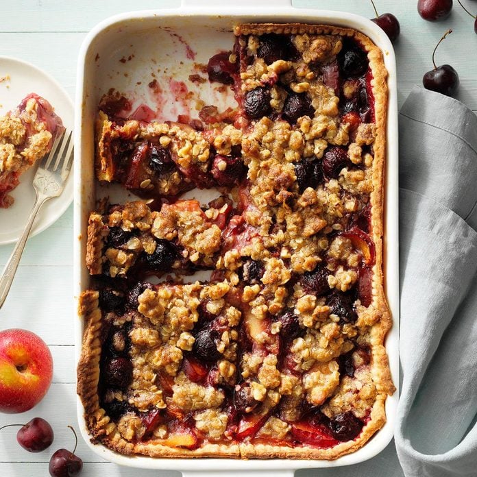 Cherry Plum Slab Pie with Walnut Streusel