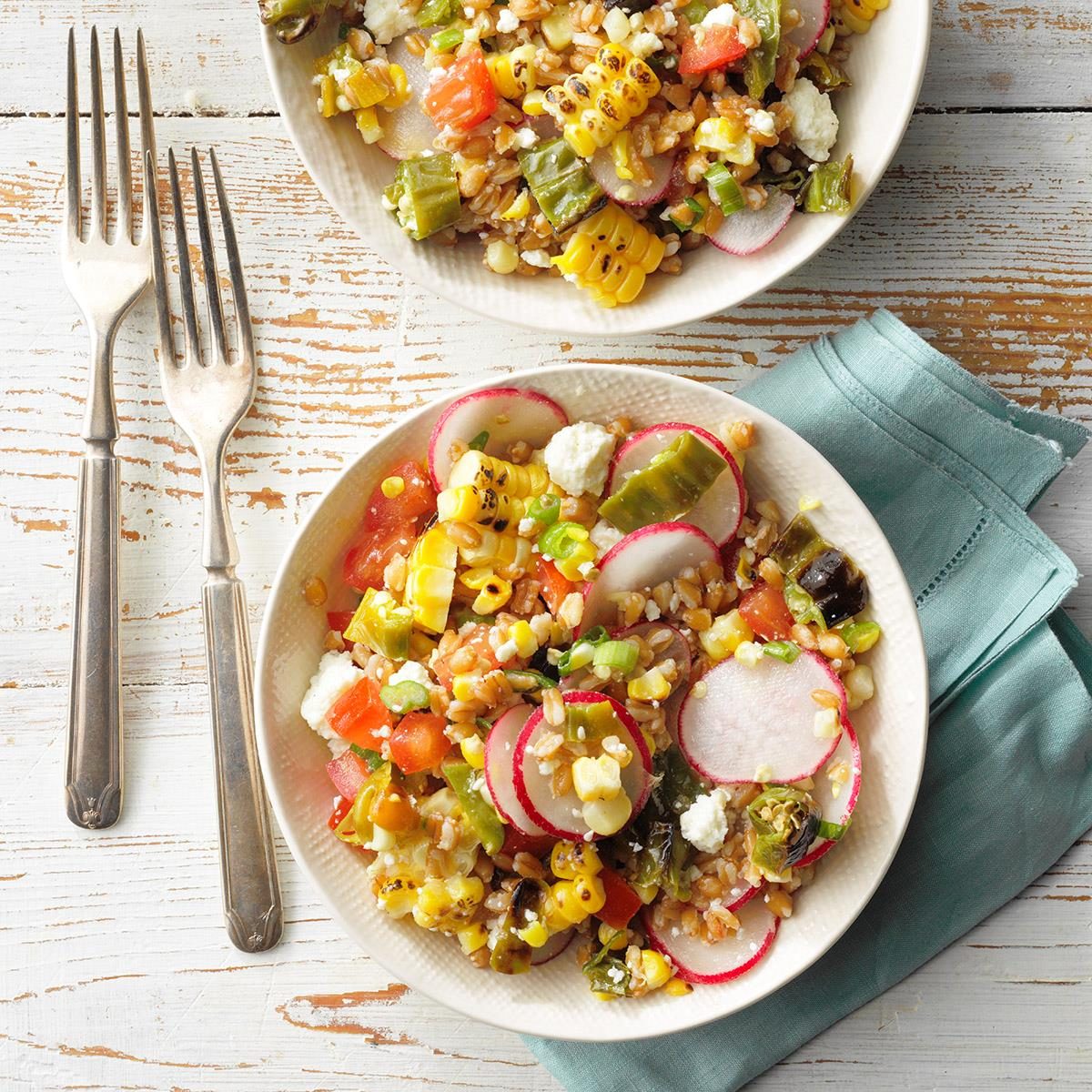 Grand Prize: Farro Salad with Charred Shishito Peppers and Corn