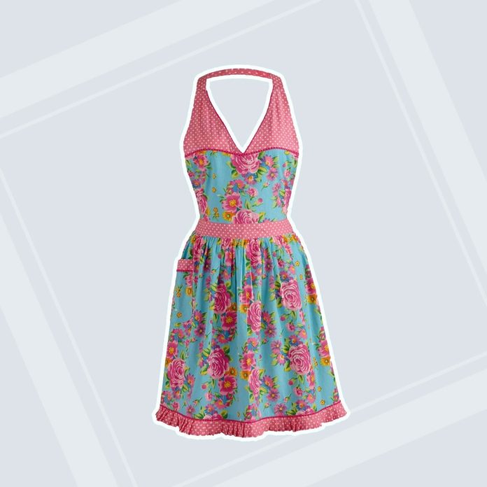 Floral And Pink Polka Dot Vintage Apron