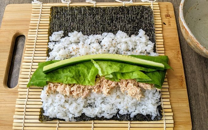 Assemble the sushi Canned tuna sushi recipe