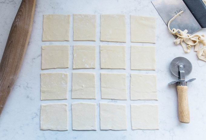 bourekas Roll out puff pastry and cut