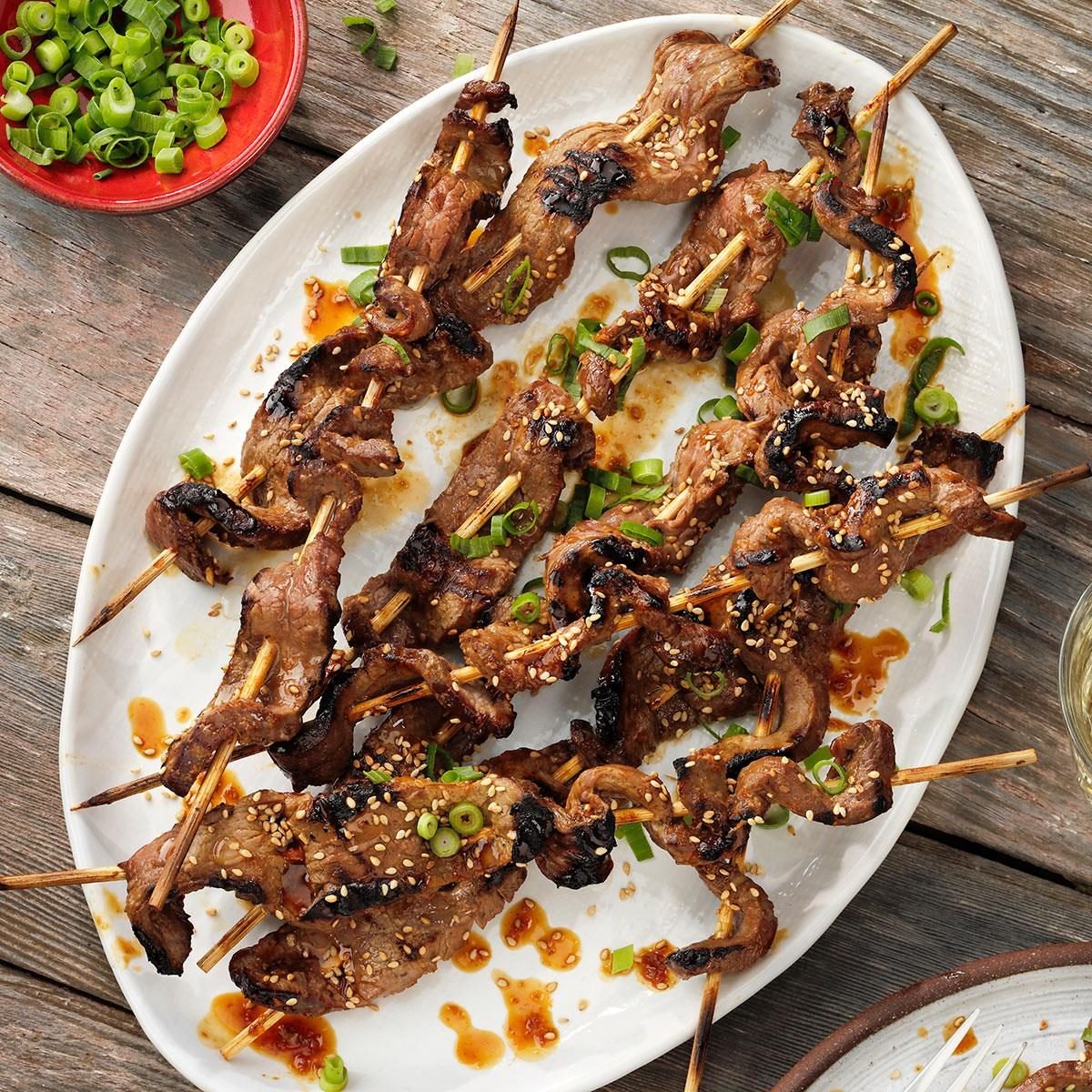 Air-Fryer Spicy Ginger Beef Skewers