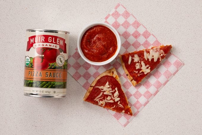 Muir Glen Pizza Sauce In Can, Sin Small Bowl And On Pizza