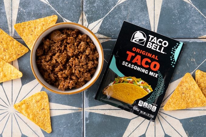 Taco Bell Taco Seasoning Prepared In Bowl With Chips And Seasoning Packet