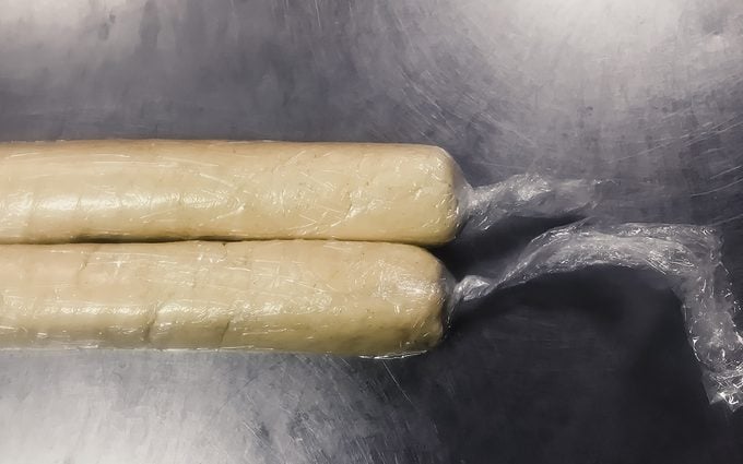 Alfajores Recipe Dough logs in plastic