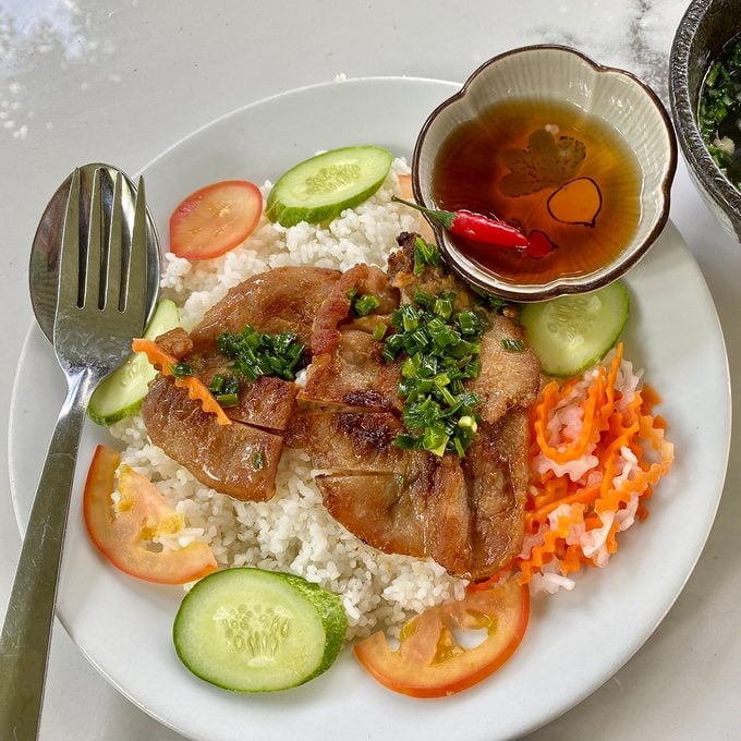 vietnamese recipes Vietnam Saigon Typical Street Food Broken Rice Com Tam With Grilled Pork Ribs And Vegetable