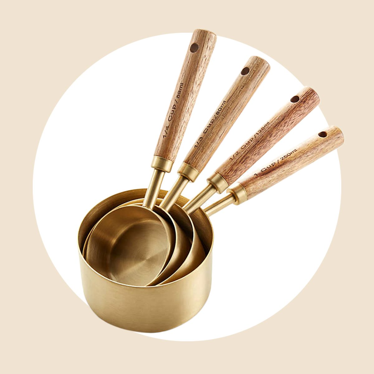 Wood And Gold Measuring Cups