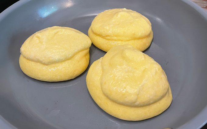Fluffy Japanese Pancakes Batter In Pan
