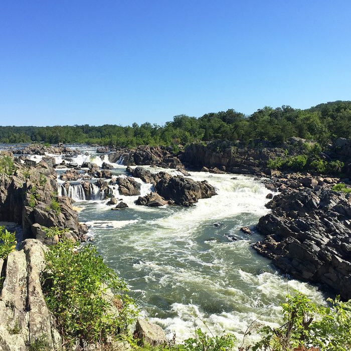 This photo shows the rapids and waterfalls on the Potomac River on the Maryland and Virginia border.