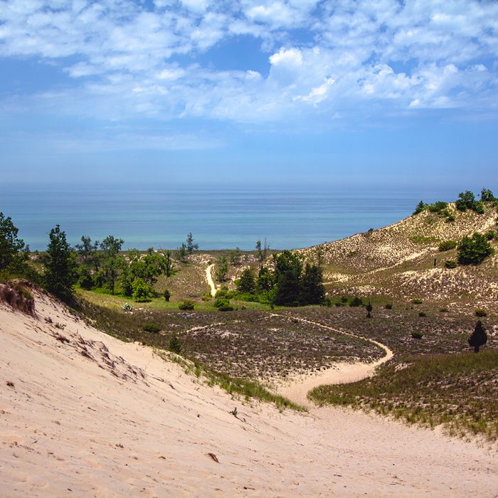 View of Lake Michigan over the dunes at Indiana Dunes National Park