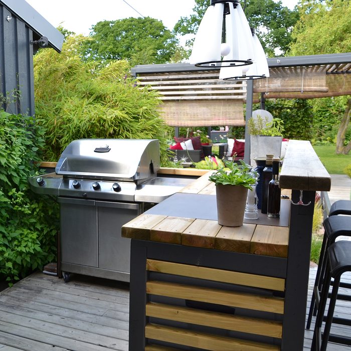 backyard entertainment ideas Outdoor Kitchen With A Stainless Gas Grill