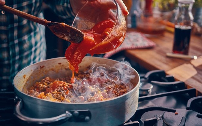 Preparing Homemade Spaghetti Bolognese