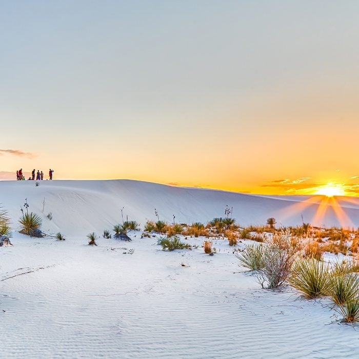 Sunset over the sand dunes of White Sands national Monument,New Mexico,USA