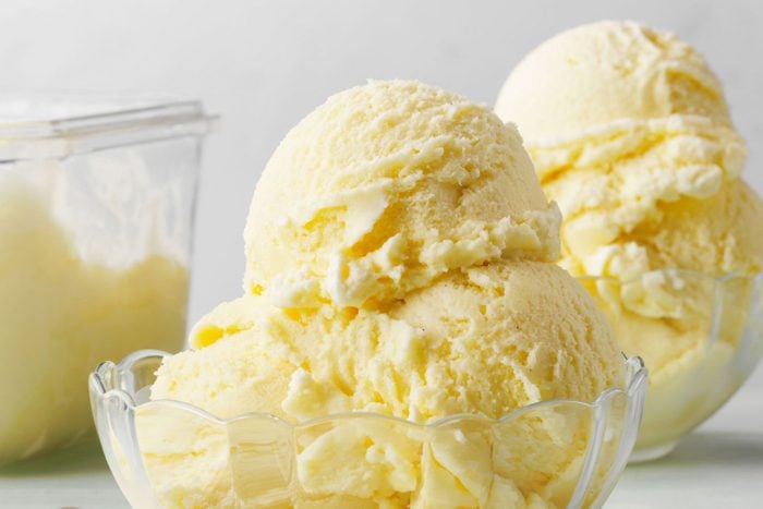 vanilla Ice Cream in clear glass bowl