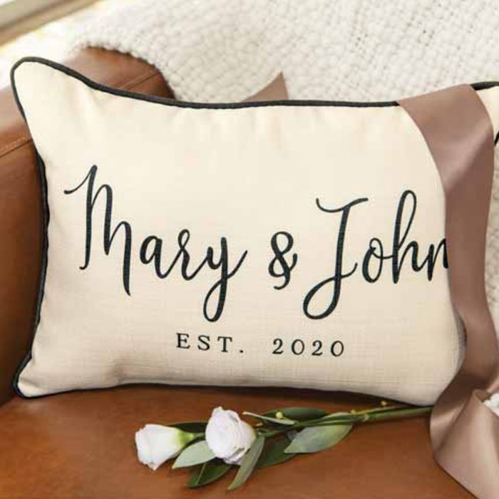 wedding registry ideas Happy Couple Personalized Pillow