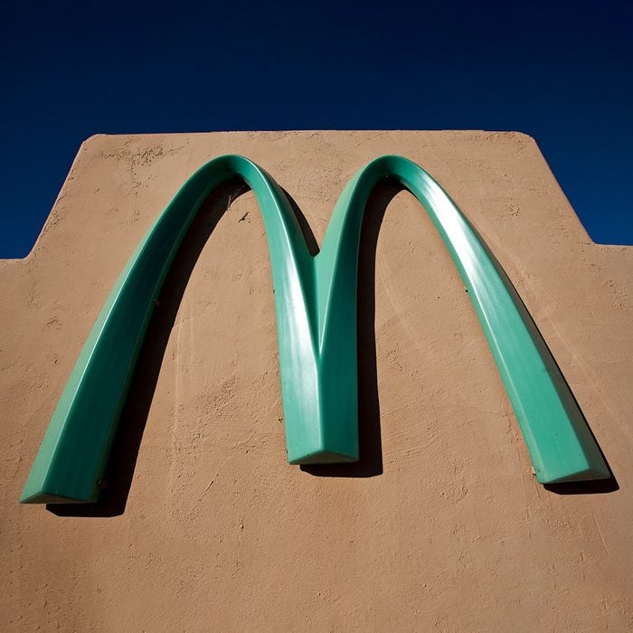 The McDonalds Restaurant in Sedona, Arizona. The city of Sedona didn't want the traditional yellow arches to clash with the natural beauty of the city, so they decided on a turquoise color for the arches. These are the only non-yellow arches in the giant restaurant chain. (Photo by Ted Soqui/Corbis via Getty Images)