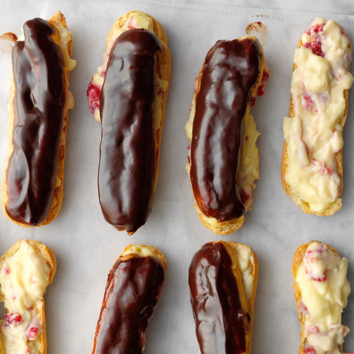 Chocolate Glazed Raspberry Eclairs Exps Bw22 262986 Dr 01 21 14b