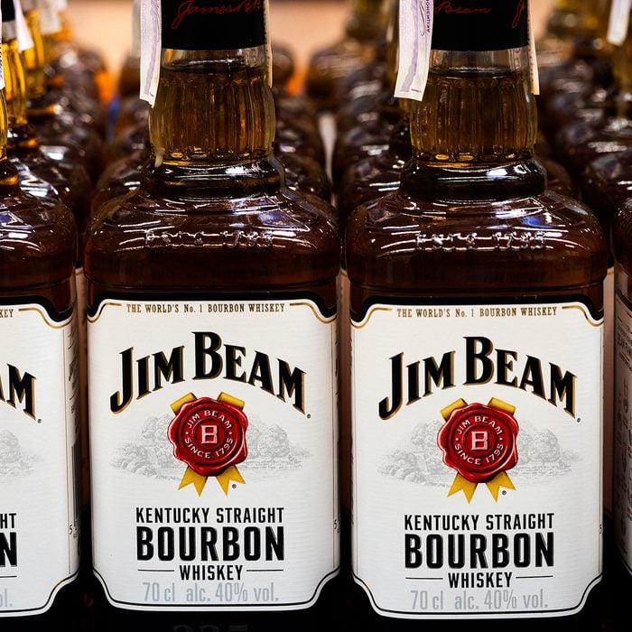 costco alcohol Jim Beam, Kentucky Straight Bourbon Whiskey Seen Displayed