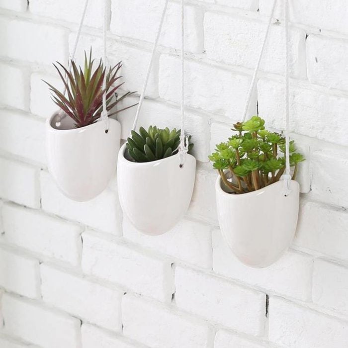 Modern Ceramic Hanging Succulent Planter Pots Set Of 3 White 1000x1000