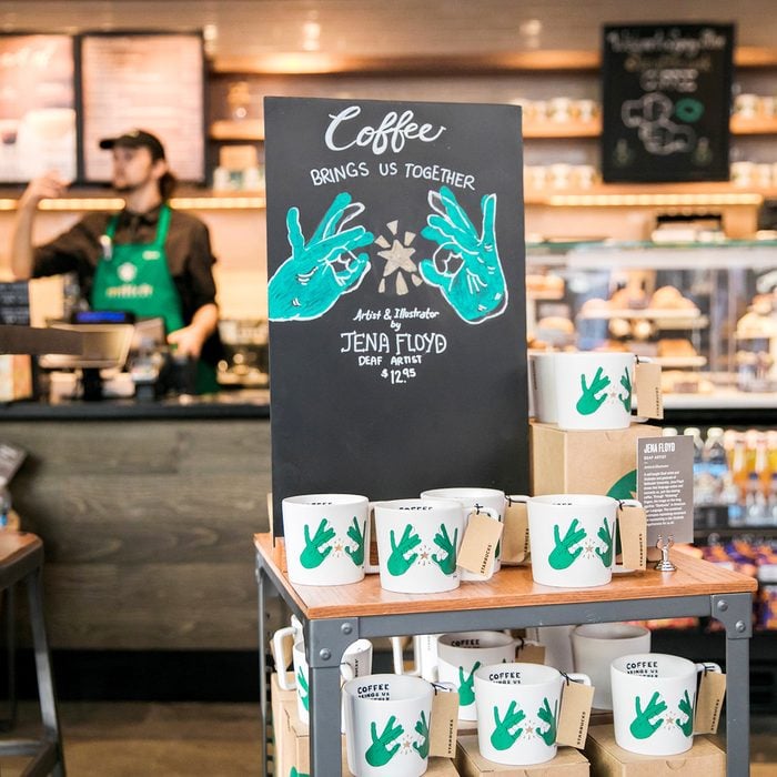 A mug display is shown on Monday, October 22, 2018 at Starbucks first U.S. Signing Store in Washington D.C. (Joshua Trujillo, Starbucks)