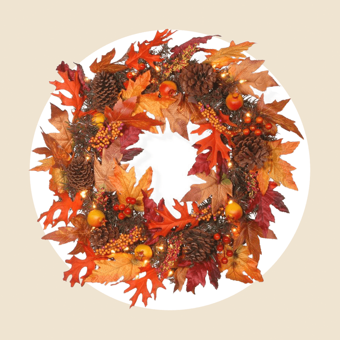 24 Inch Maple Wreath With Clear Lights Ecomm Via Target.com