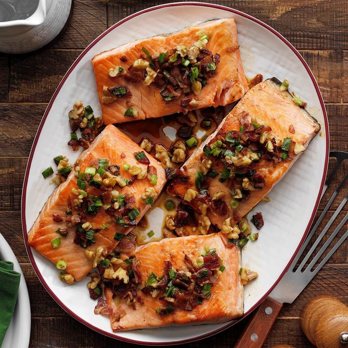 Bourbon Maple Salmon with capers