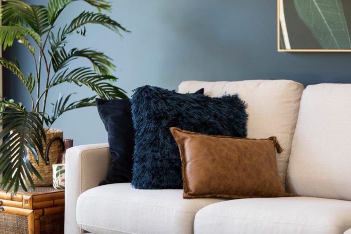 navy blue throw pillows in living room