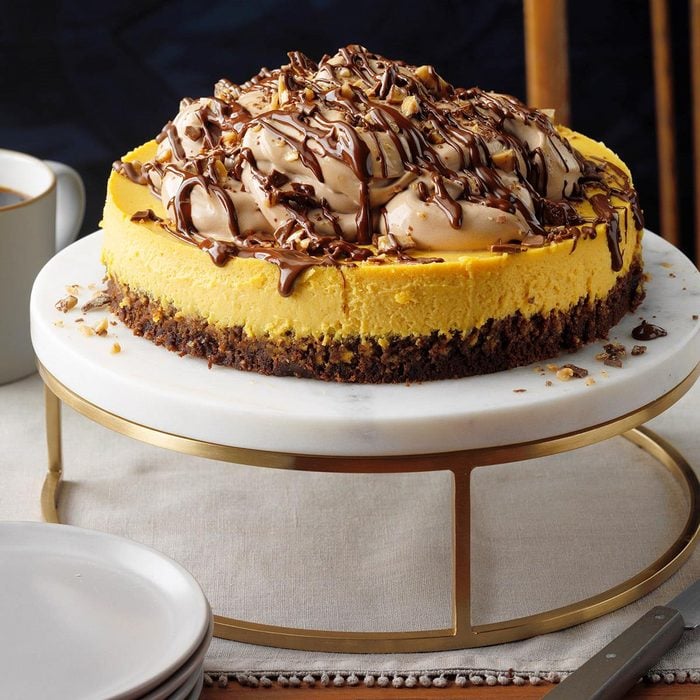 Pumpkin Cheesecake with Brownie Bottom