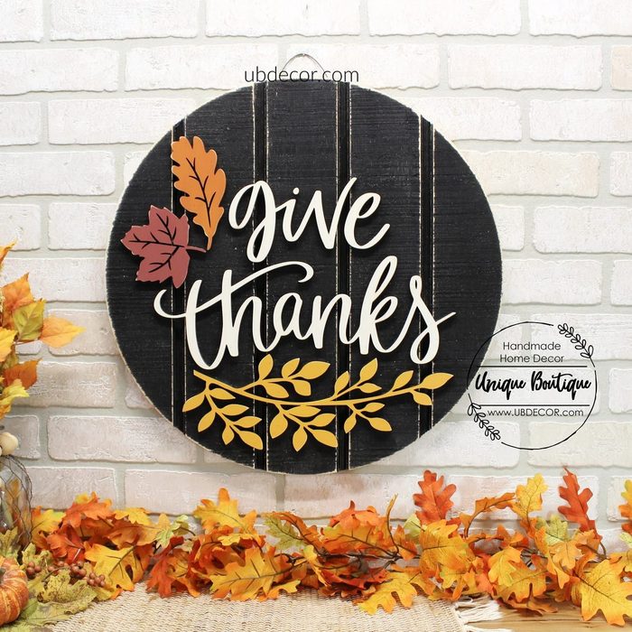 Give Thanks Door Sign Fall Hanger Ecomm Via Etsy.com
