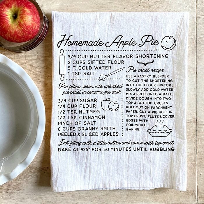 Homemade Apple Pie Recipe Flour Sack Kitchen Towel