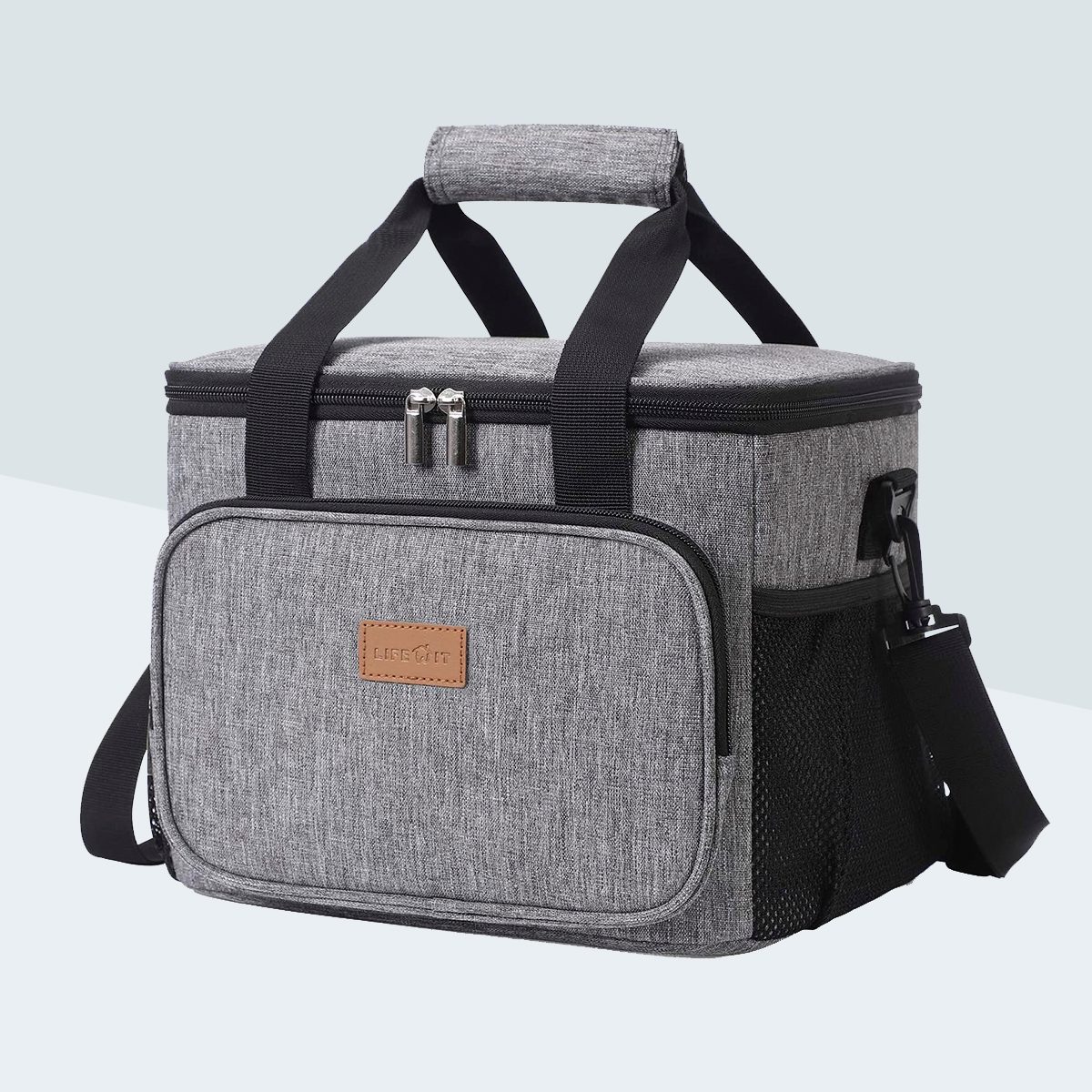 PuTwo Lunch Box Thermal Lunch Bag for Women Insulated Lunch Bag Lunch Cooler Zipper Bag Tweed Grey