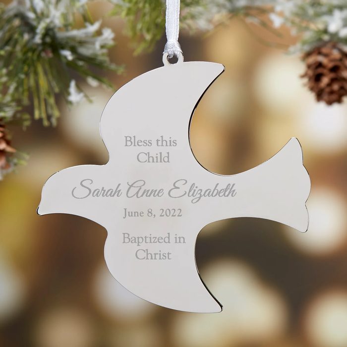 Personalized Religious Baptism Ornament Holy Dove Ecomm Via Personalizationmall.com